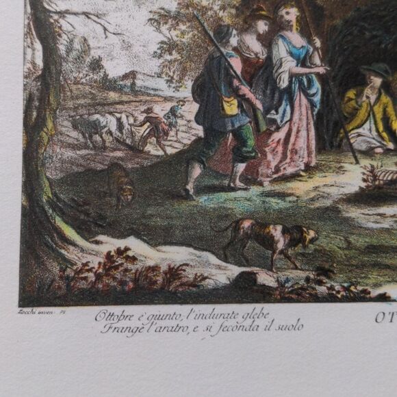 Giuseppe Zocchi vintage lithograph print Ottobre - Picture 6 of 15